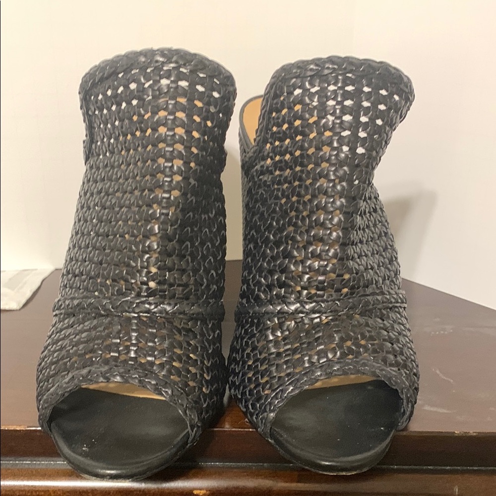 SCHUTZ Black Woven Ankle Boots